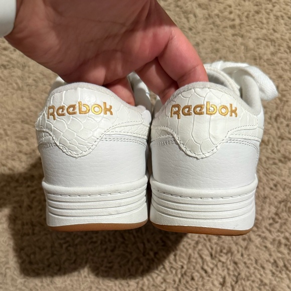 EUC Reebok shoes color white and gold letters - Picture 2 of 8